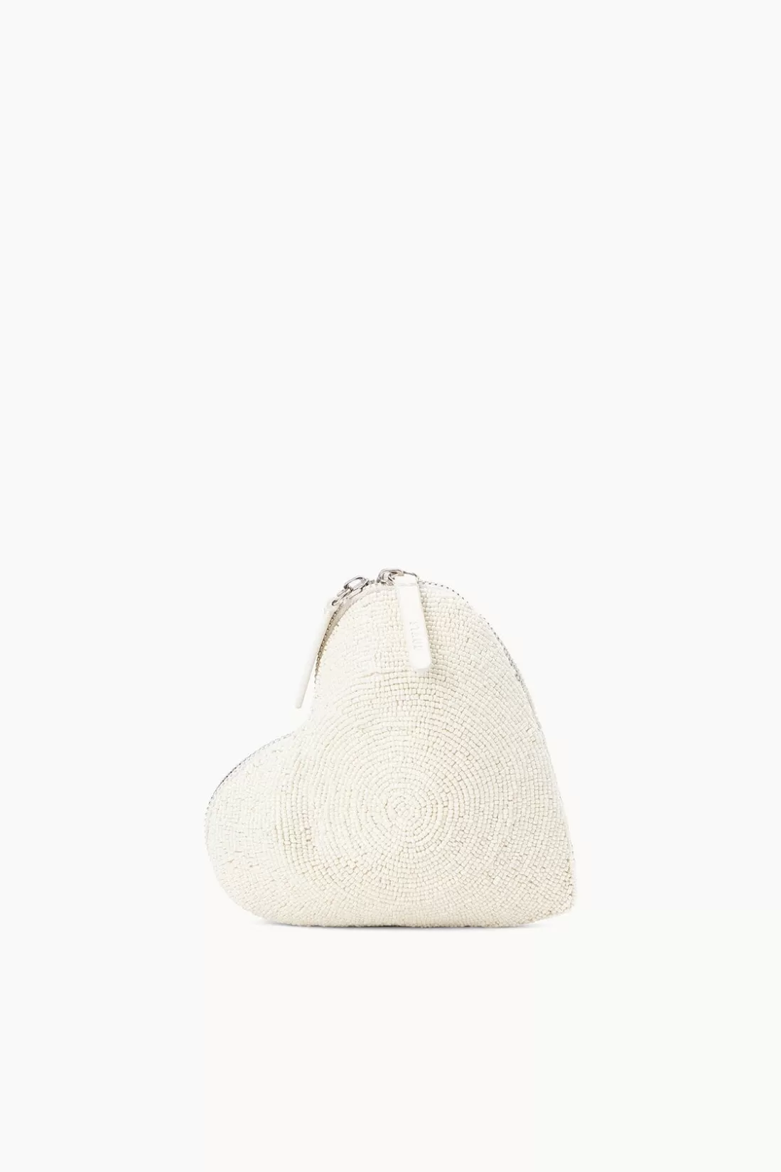 STAUD -BEADED HEART CLUTCH - CREAM