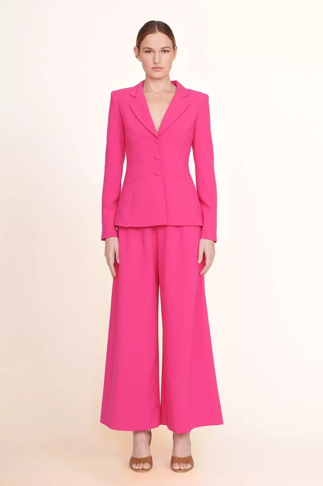 STAUD Occasion Dresses-CROPPED CALEB PANT - MAGENTA