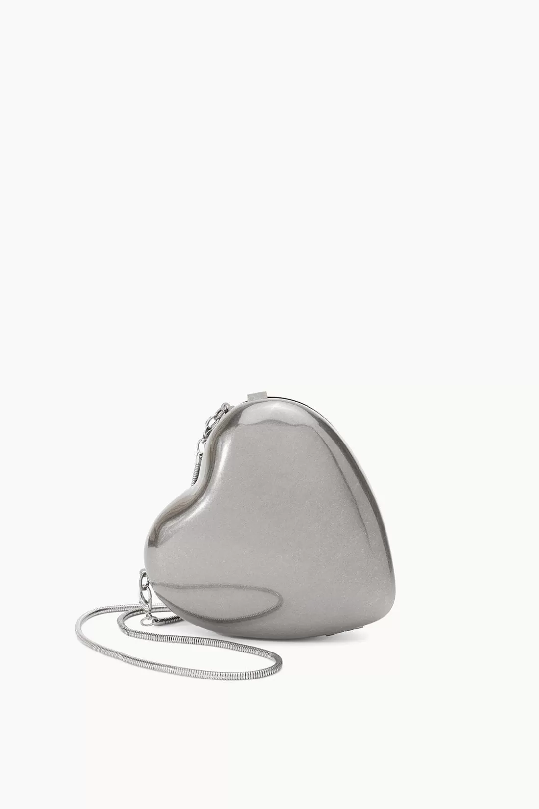 STAUD -METAL HEART CLUTCH - SILVER