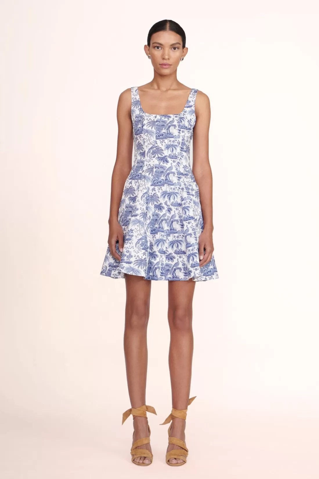 STAUD -MINI WELLS DRESS - BLUE TOILE