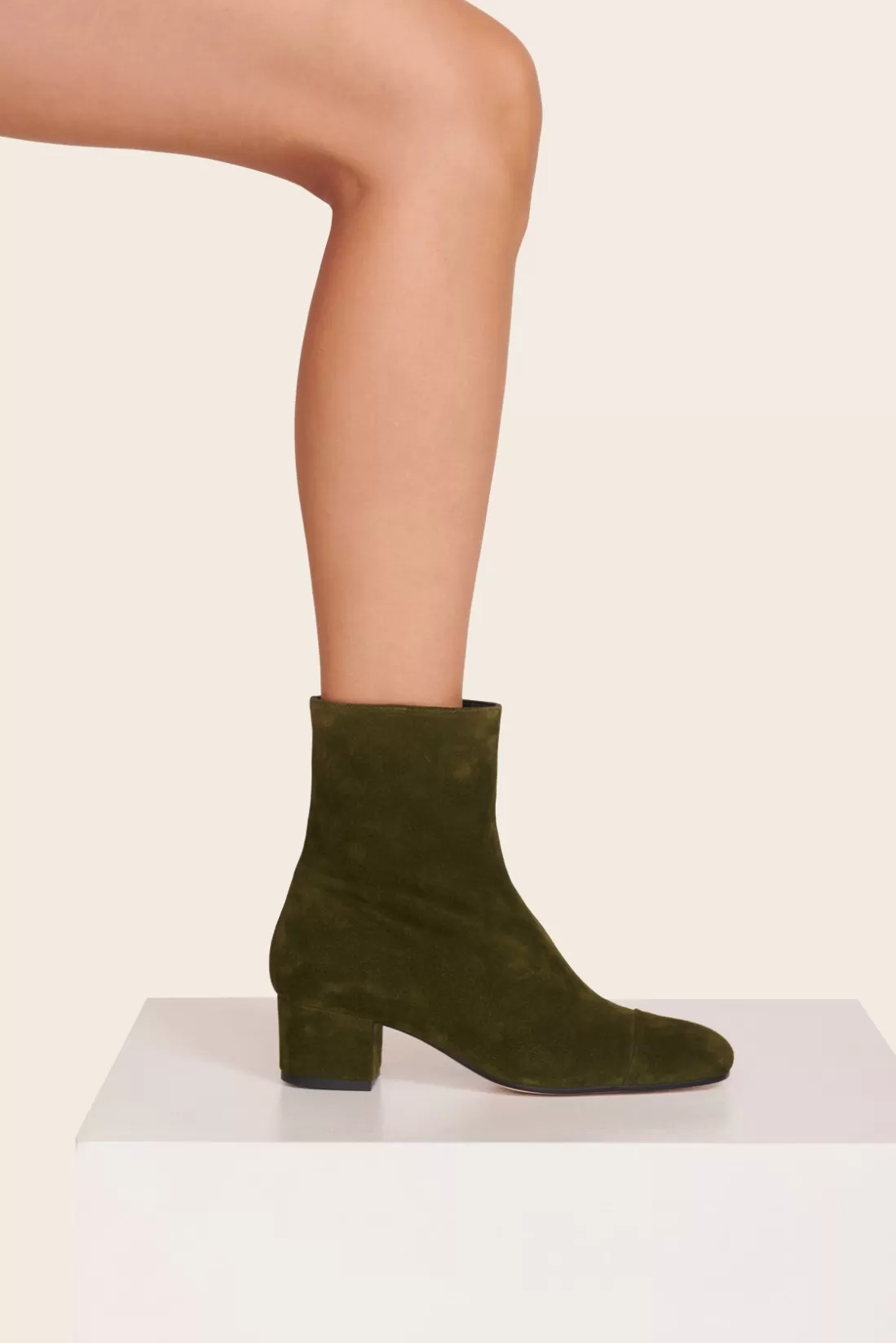 STAUD - AIMEE SHORT BOOT OLIVE SUEDE