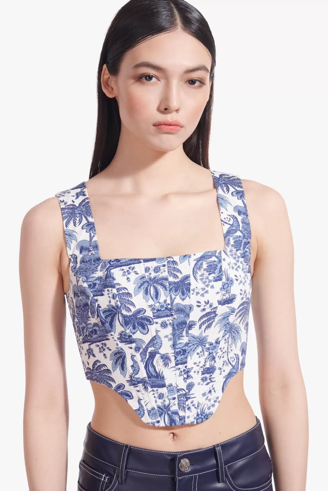 STAUD - ALICE TOP CHINA BLUE TOILE