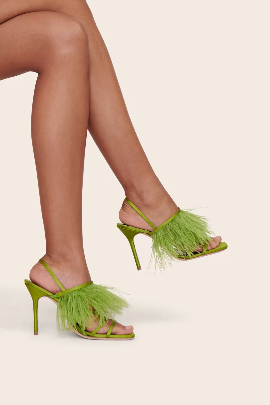 STAUD - ANISE FEATHER HEEL ACID GREEN