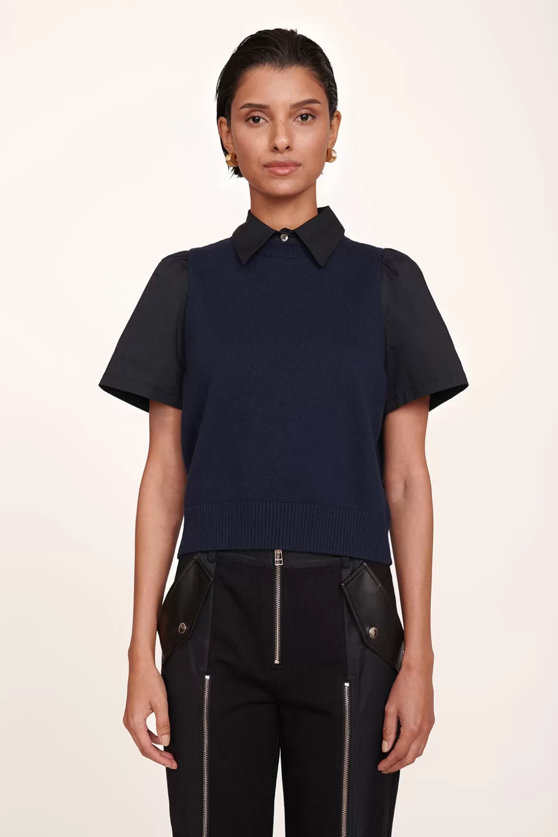 STAUD - ARYA TOP NAVY BLACK