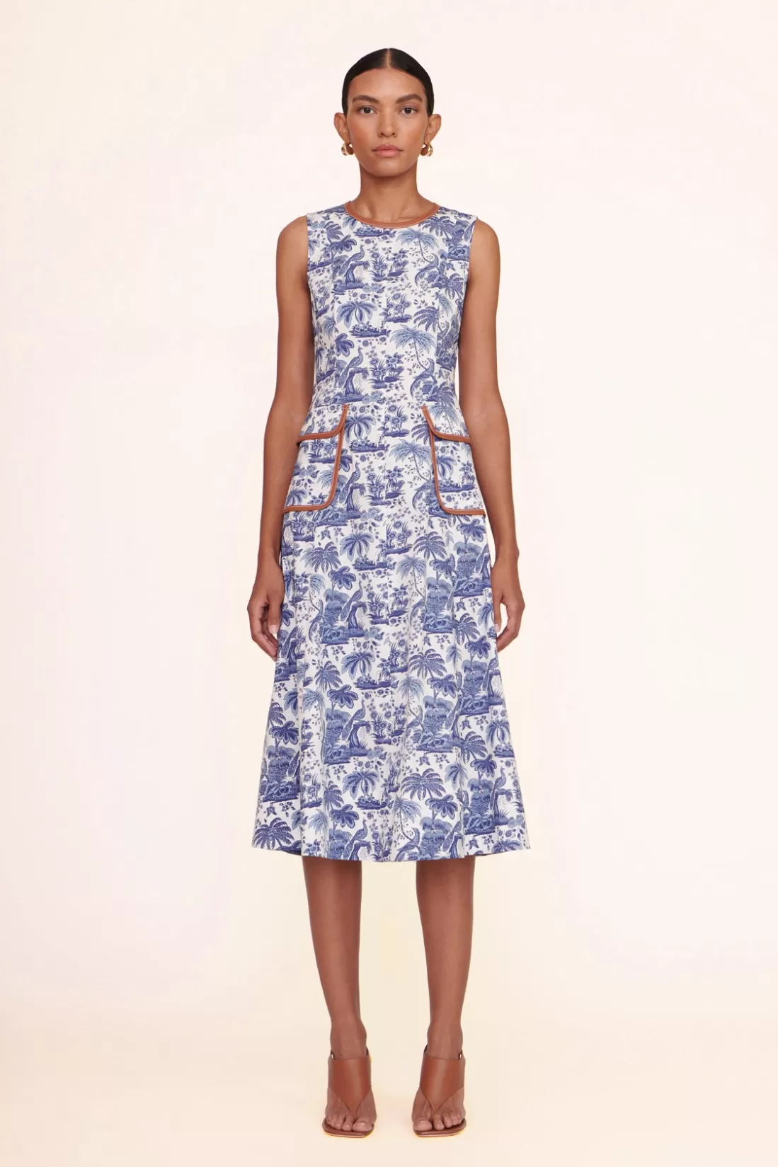 STAUD - BAIT DRESS BLUE TOILE WHISKEY