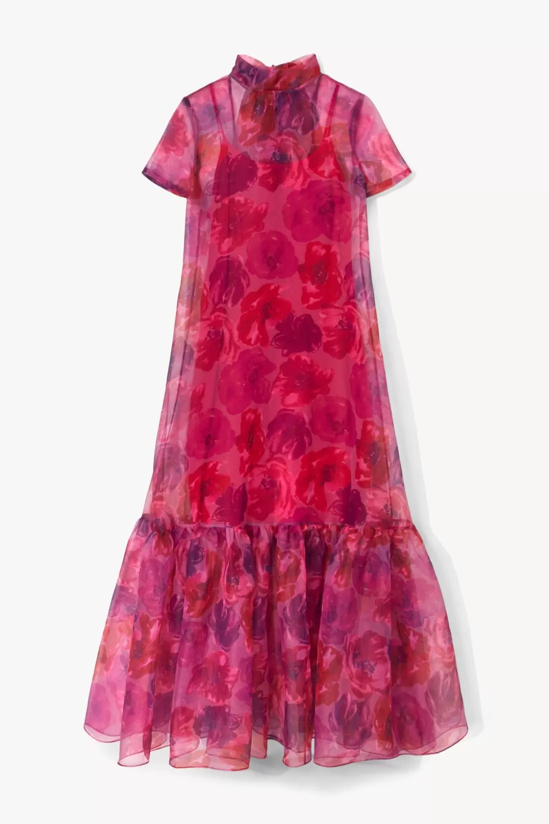 STAUD - CALLUNA DRESS MAGENTA PAINTED FLORAL