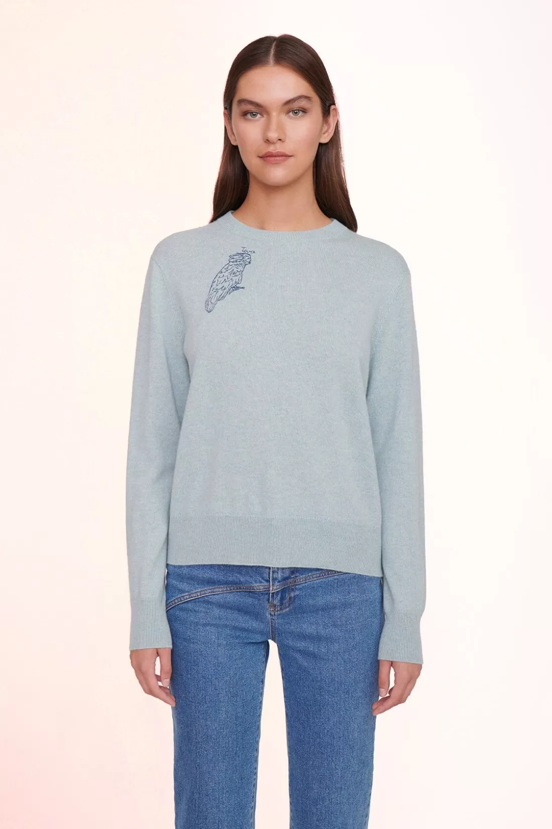 STAUD Pet Sweats & Knits- CUSTOM CASHMERE CREWNECK SWEATER LIGHT BLUE