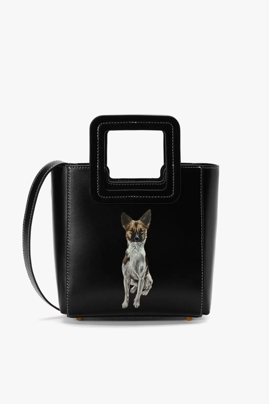 STAUD Pet Handbags- CUSTOM MINI SHIRLEY LEATHER BAG BLACK