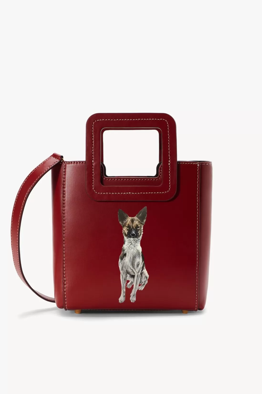 STAUD Pet Handbags- CUSTOM MINI SHIRLEY LEATHER BAG COGNAC