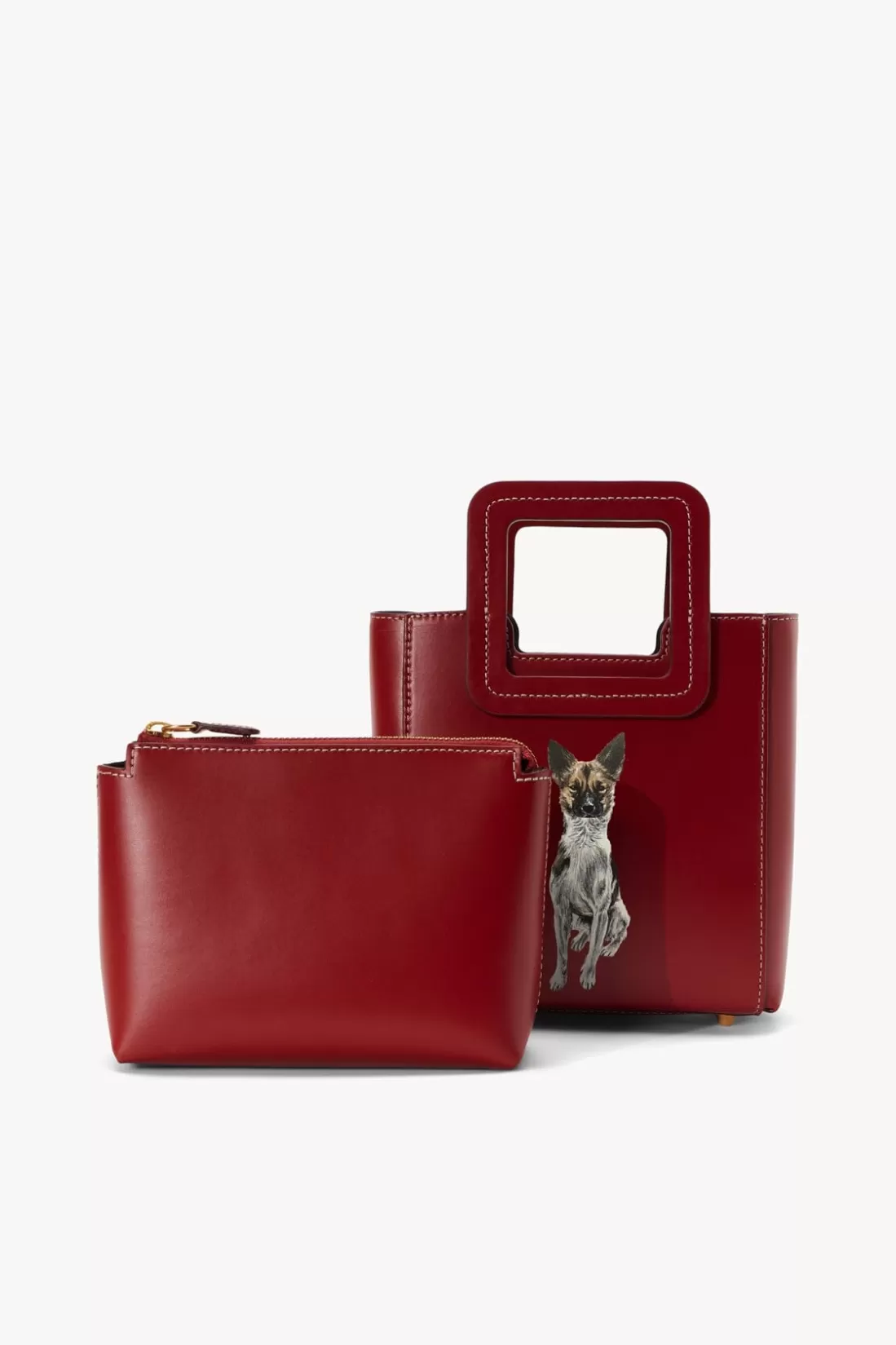 STAUD Pet Handbags- CUSTOM MINI SHIRLEY LEATHER BAG COGNAC