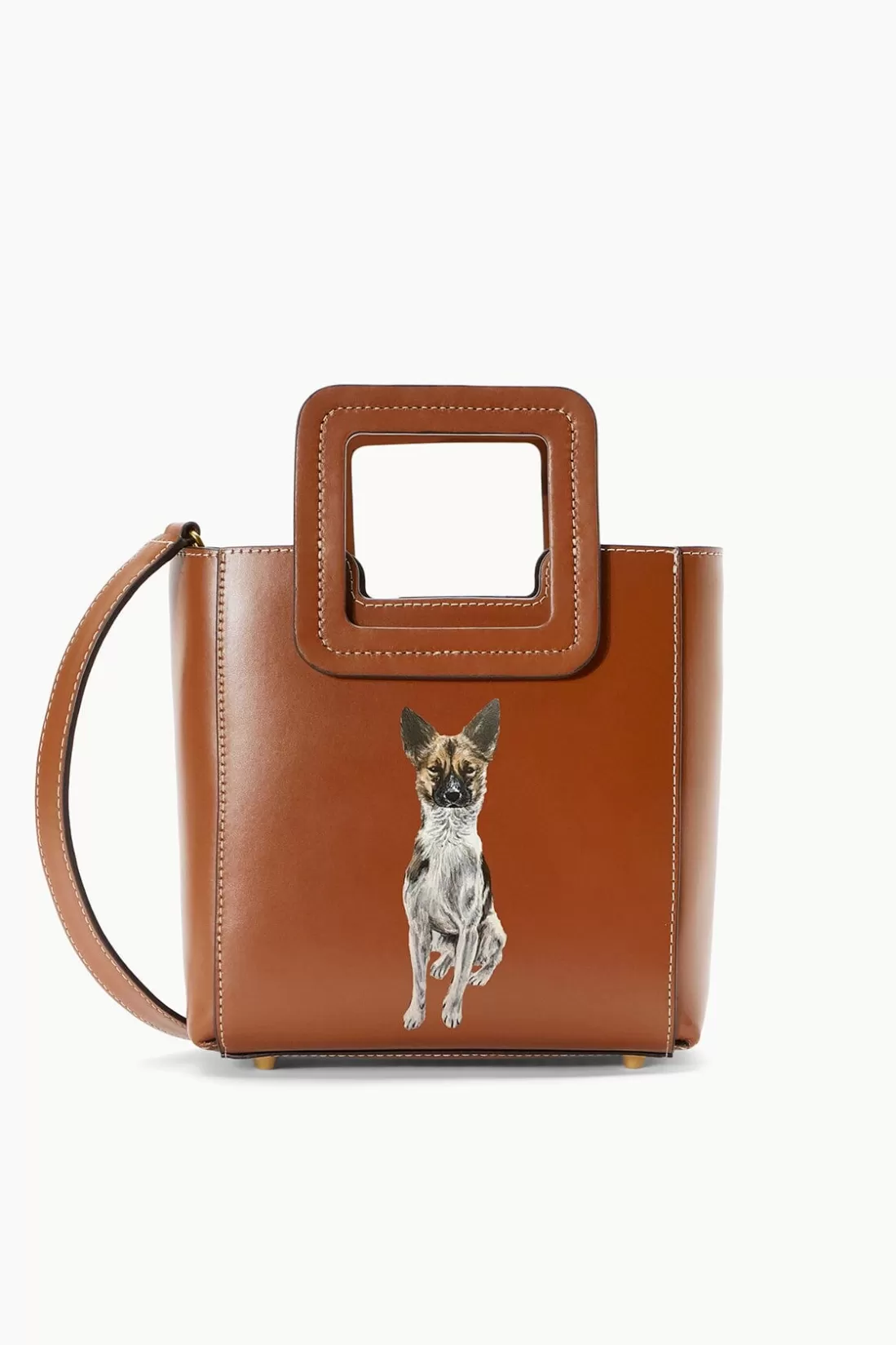 STAUD Pet Handbags- CUSTOM MINI SHIRLEY LEATHER BAG TAN