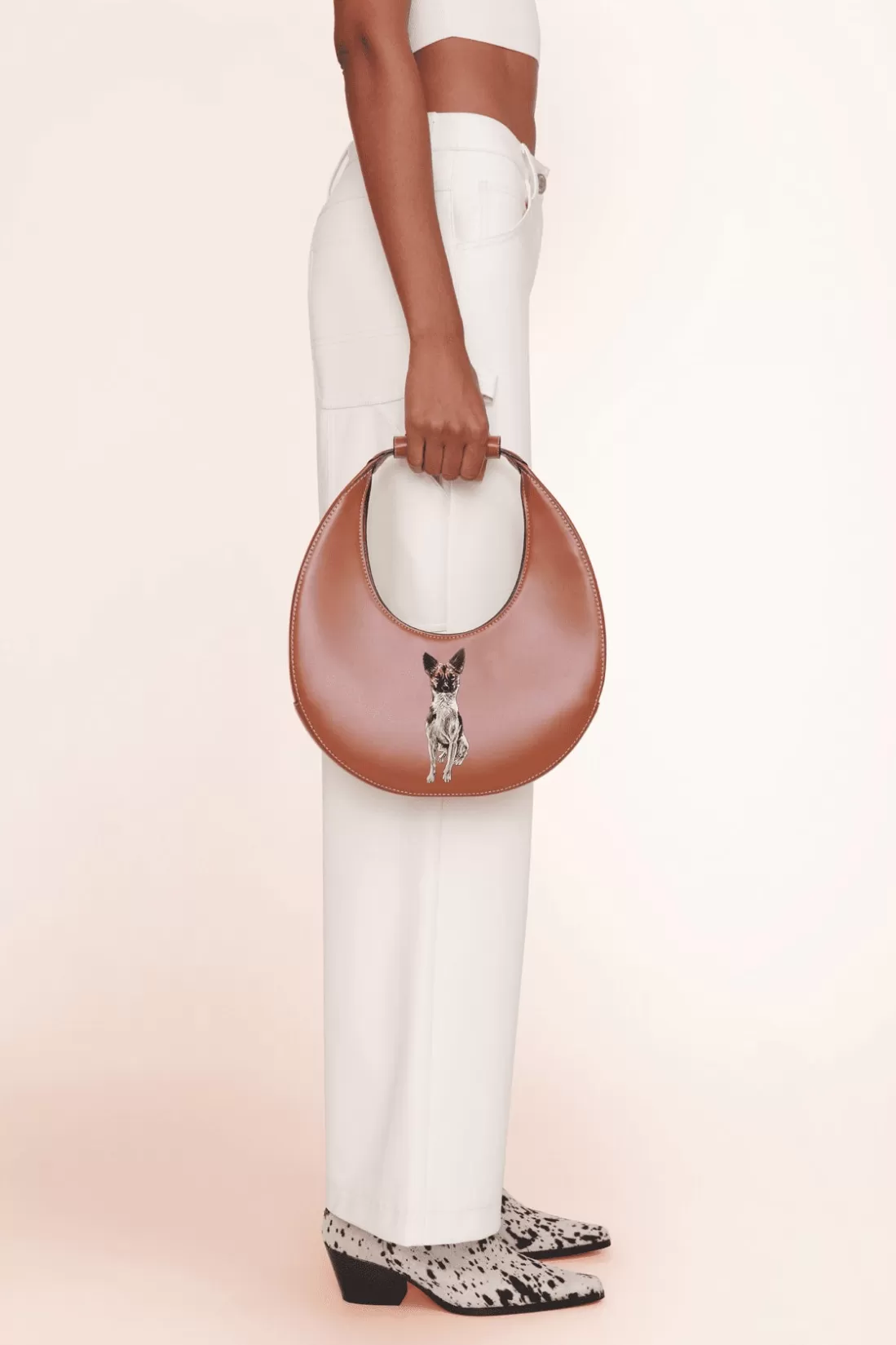 STAUD Pet Handbags- CUSTOM MOON BAG TAN