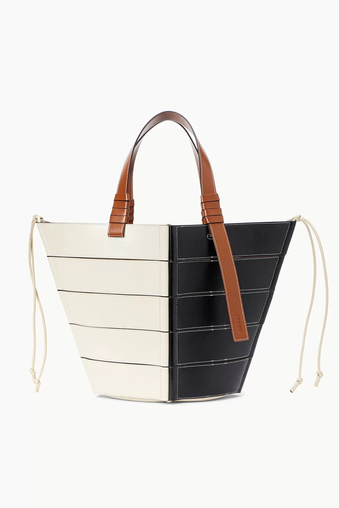 STAUD - DIAMOND TOTE CREAM TAN BLACK