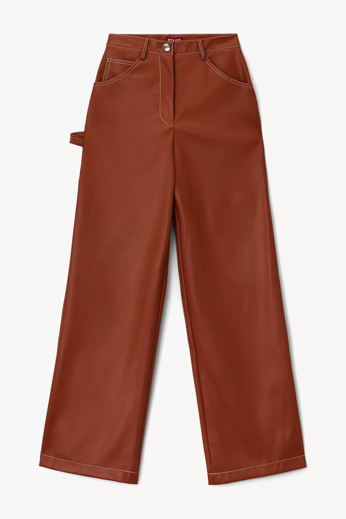 STAUD - DOMINO PANT WHISKEY VEGAN LEATHER