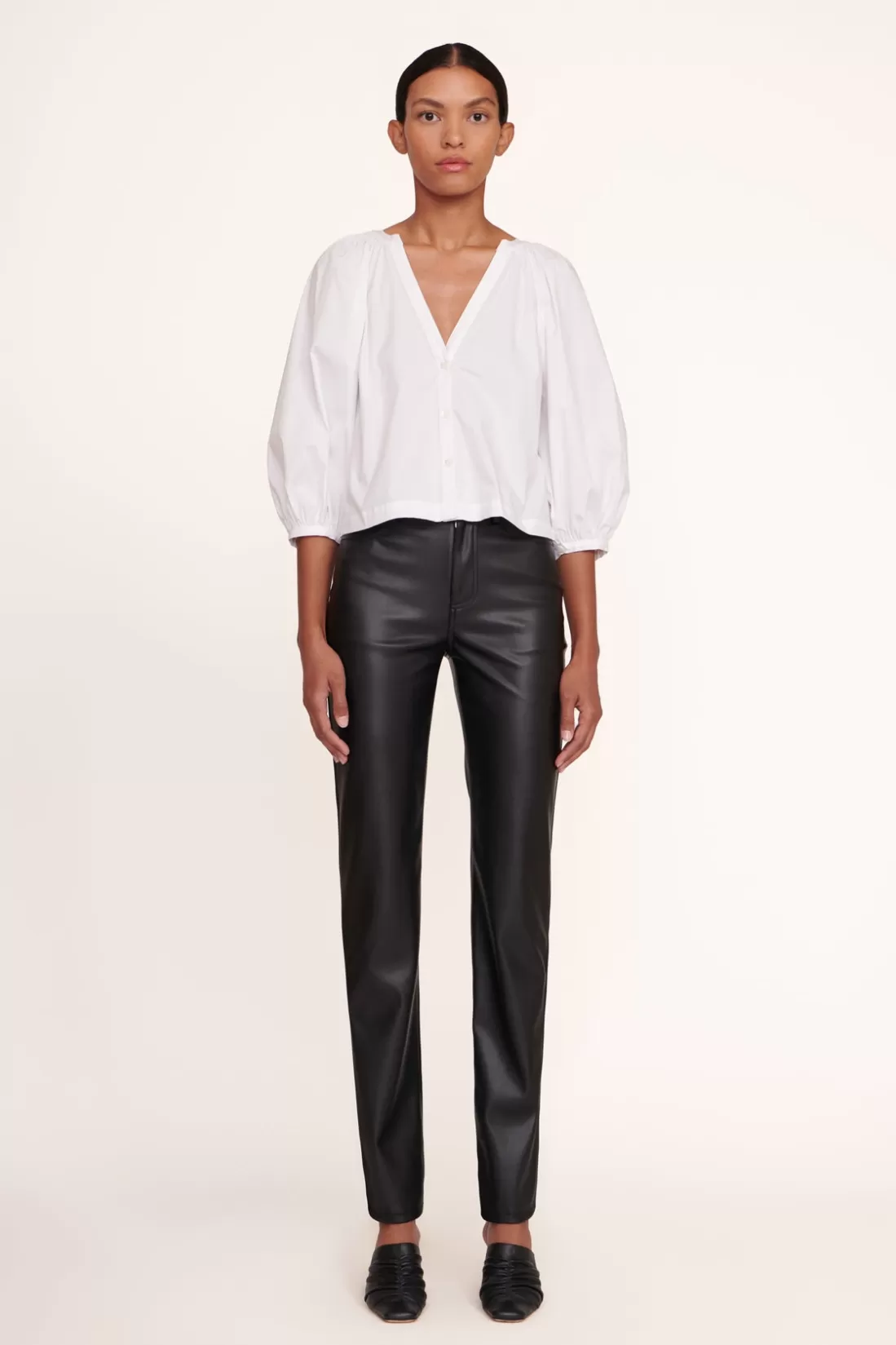 STAUD - ELLIOT PANT VEGAN LEATHER BLACK