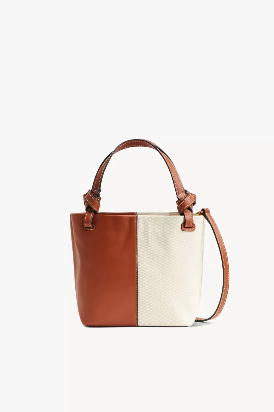 STAUD - IDA MINI CANVAS TOTE BAG CREAM TAN