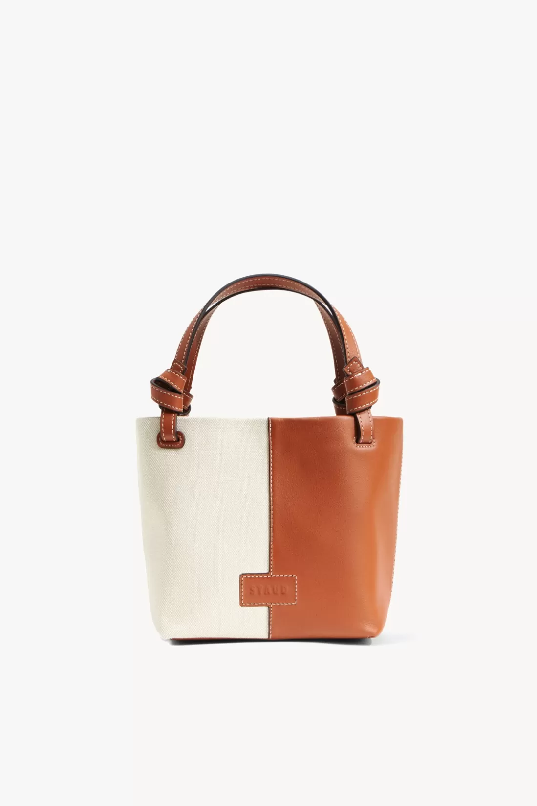 STAUD - IDA MINI CANVAS TOTE BAG CREAM TAN