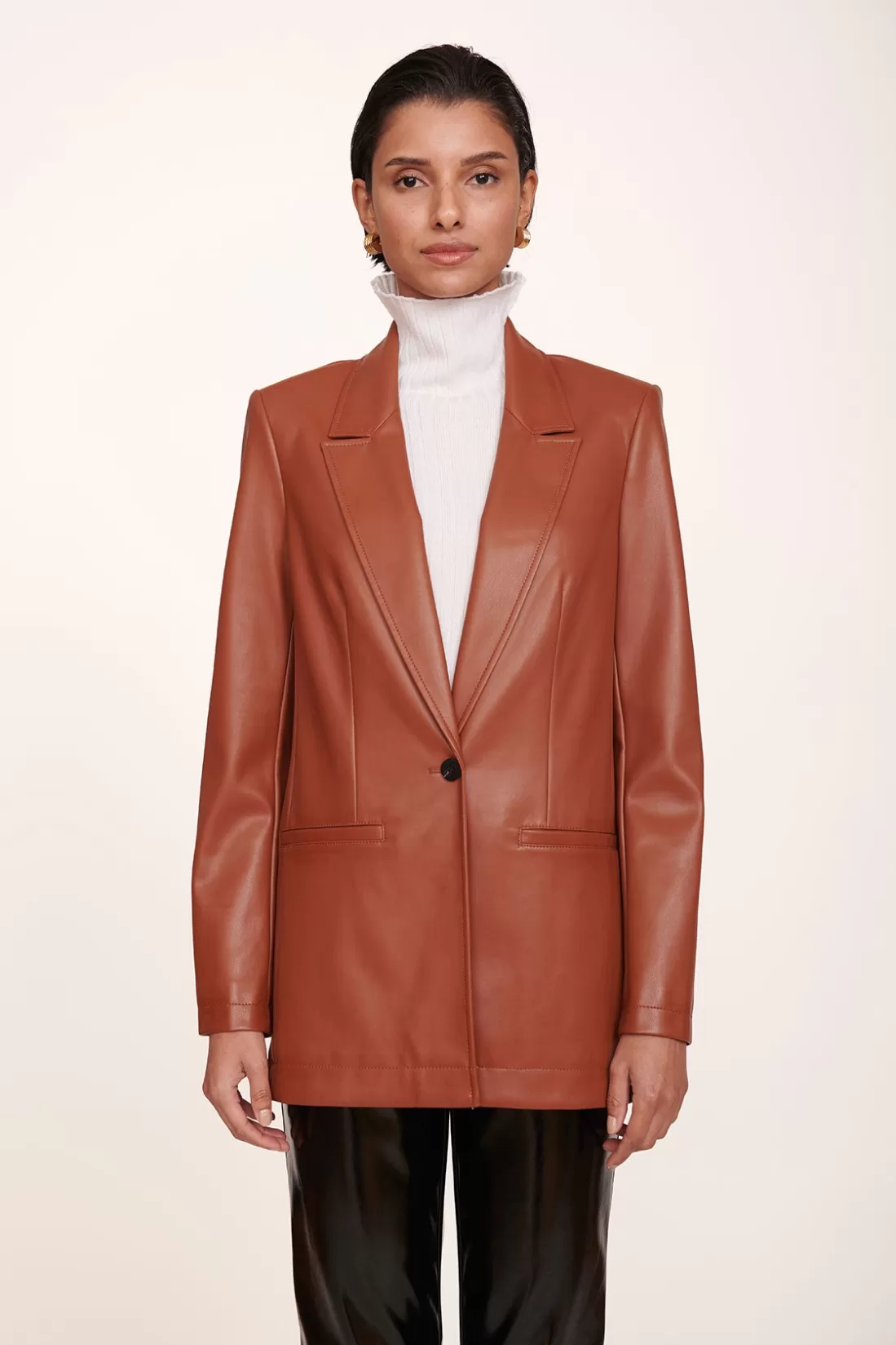 STAUD - MADDEN BLAZER WHISKEY VEGAN LEATHER