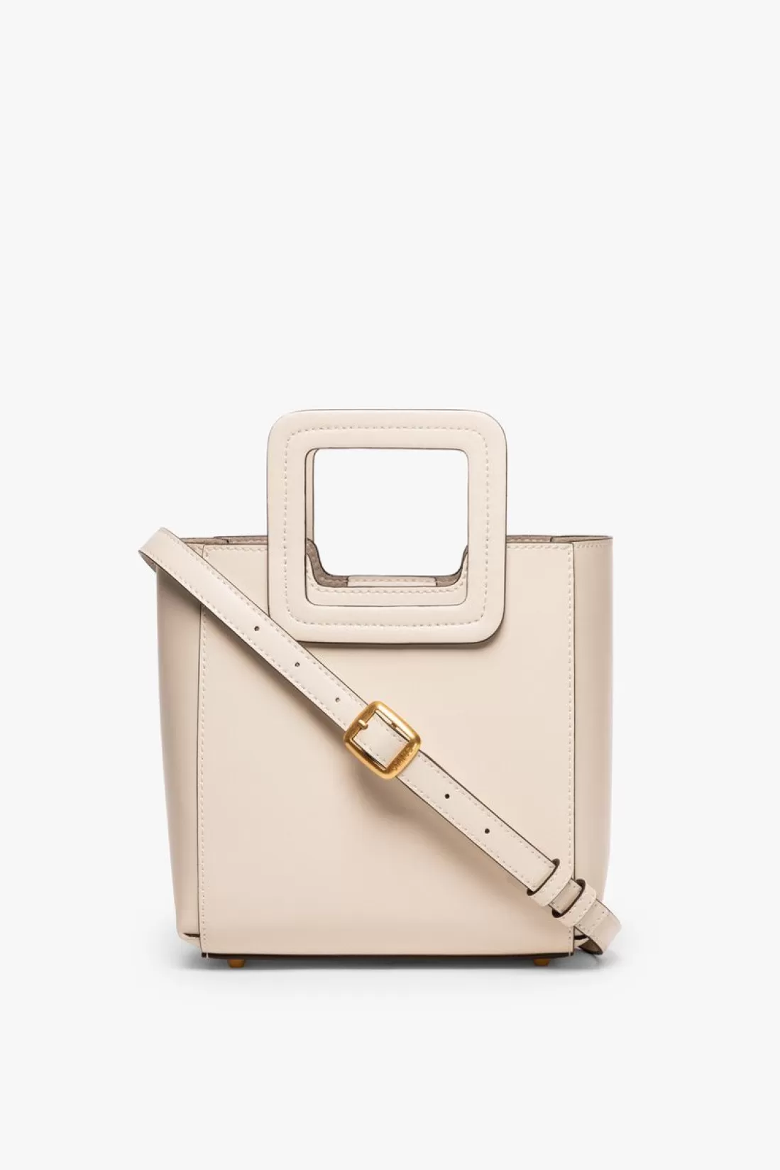 STAUD - MINI SHIRLEY LEATHER BAG CREAM