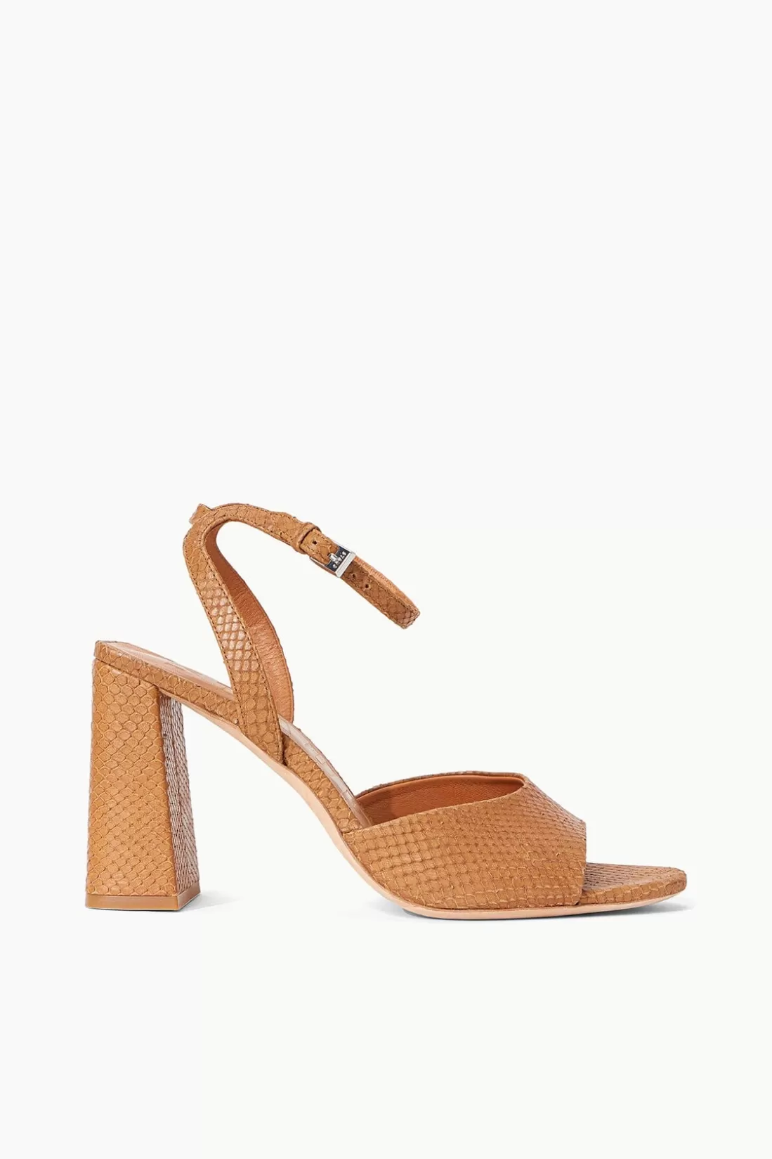 STAUD - SOLANGE HEEL SNAKE EMBOSSED TAN