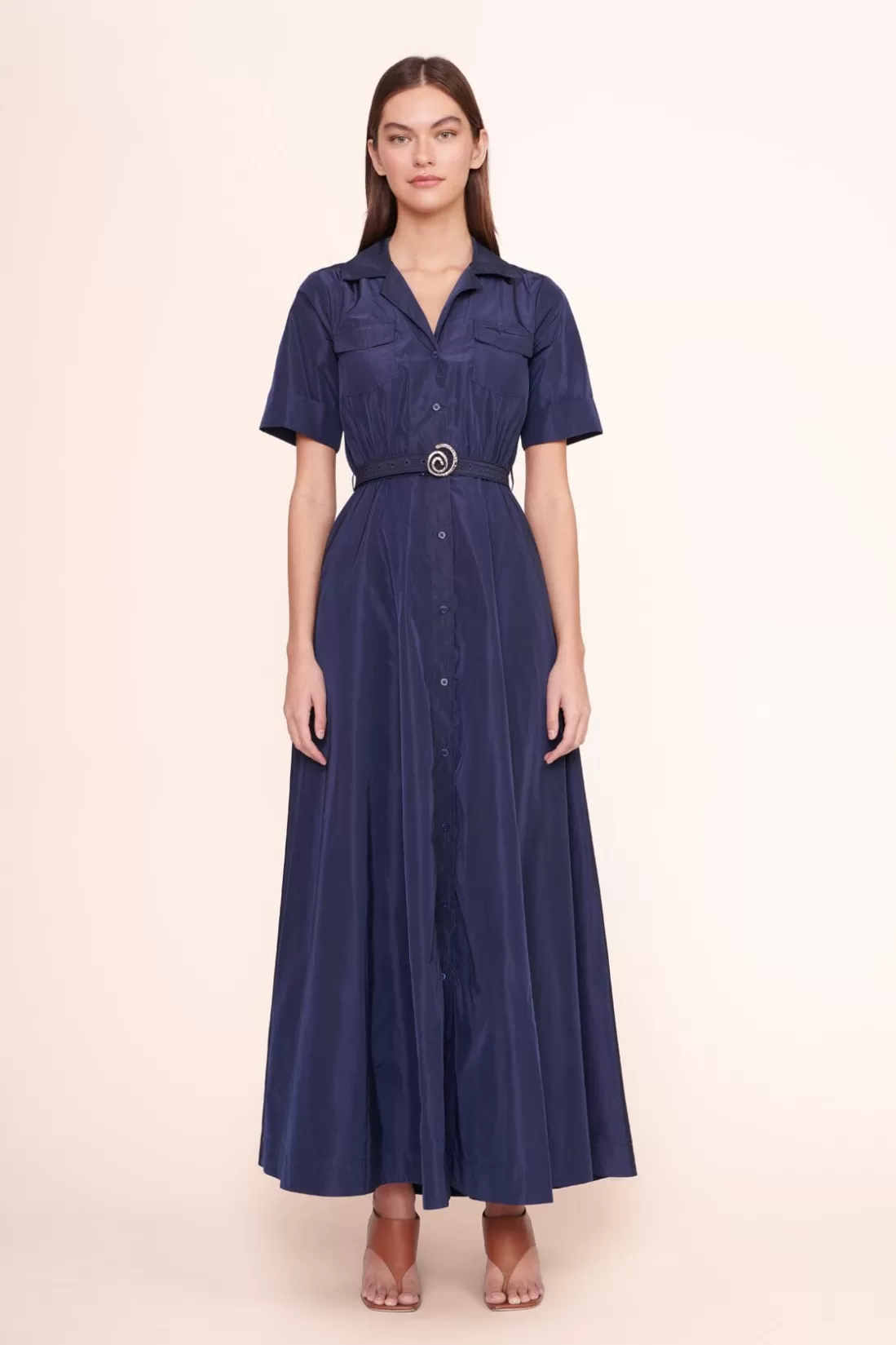 STAUD - SWIRL SHIRT DRESS NAVY