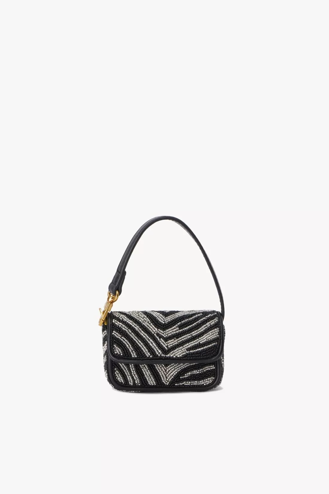 STAUD - TOMMY TINY BEADED BAG BLACK WHITE